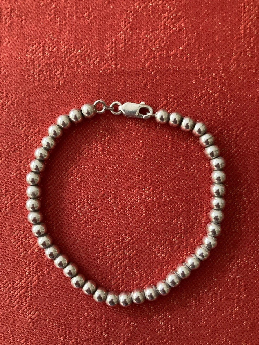 Vtg Sterling Silver Ball Beaded Bracelet